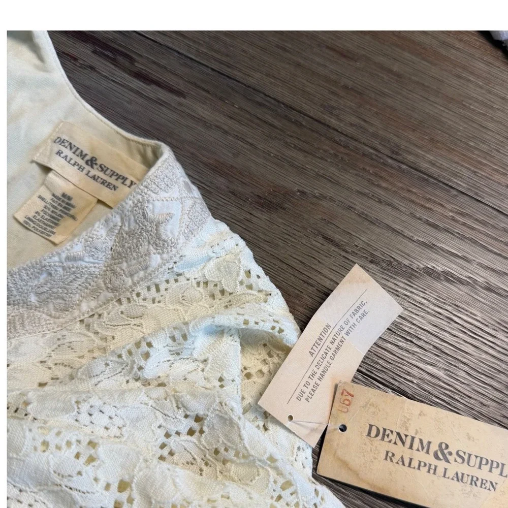 Denim & Supply Ralph Lauren Lace Mini Dress Cream Embroidered  Size‎ M NEW